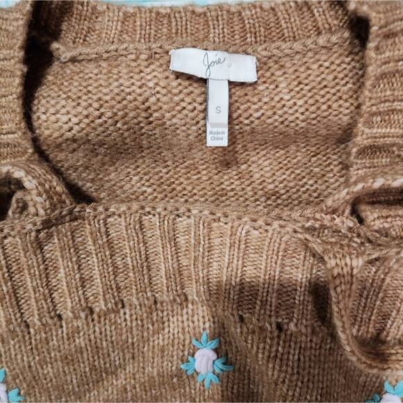 Joie 2 pc Tan and Pink Floral Crocheted Track and Sweater Size Small - Picture 8 of 8